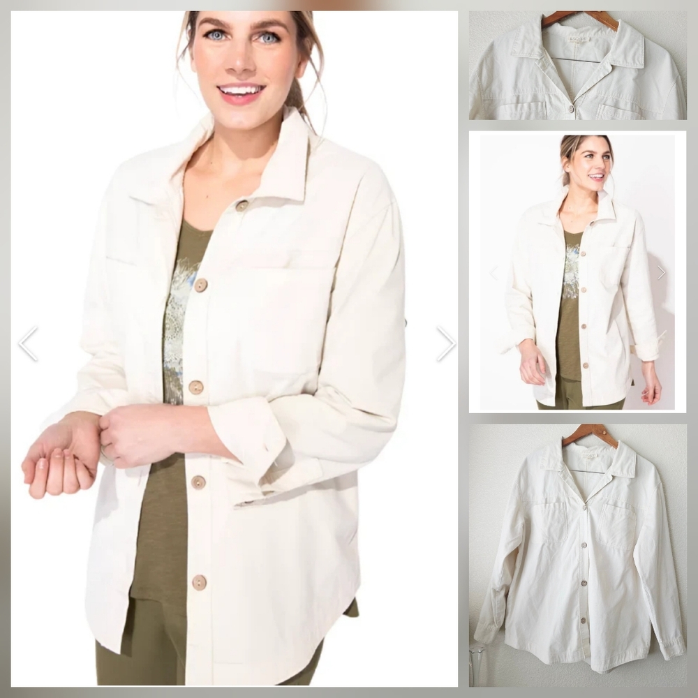 Escape by Habitat Stretch Baby Cord Jacket SMALL OVERSIZED Ivory
